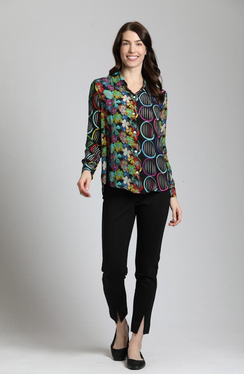 Shop Apny Mix Print Button-up Shirt In Black Multi