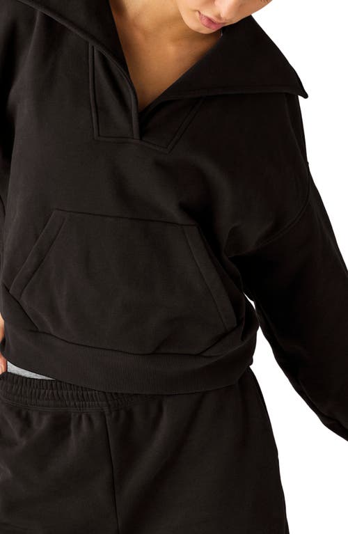 Beyond Yoga Street Smart Johnny Collar Fleece Sweatshirt In Black
