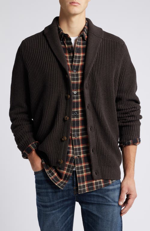 Treasure & Bond Rib Cotton Cardigan In Brown Mulch Heather