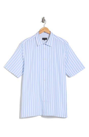 Shop Ted Baker London Stripe Cotton Button-up Shirt In Light Blue