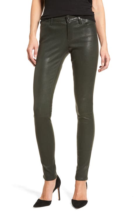 Austin Nights Faux Leather Pants In Army Green