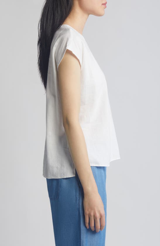 Shop Caslon ® Easy Linen Blend Popover Top In White