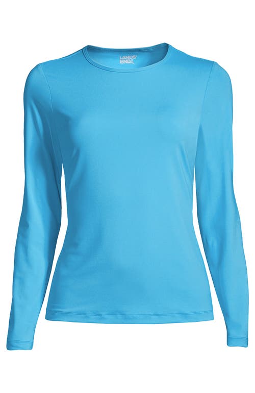 Shop Lands' End Crew Neck Long Sleeve Rash Guard Upf 50 Sun Protection Swim Tee In Turquoise