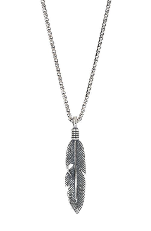 Feather Pendant Necklace in Silver