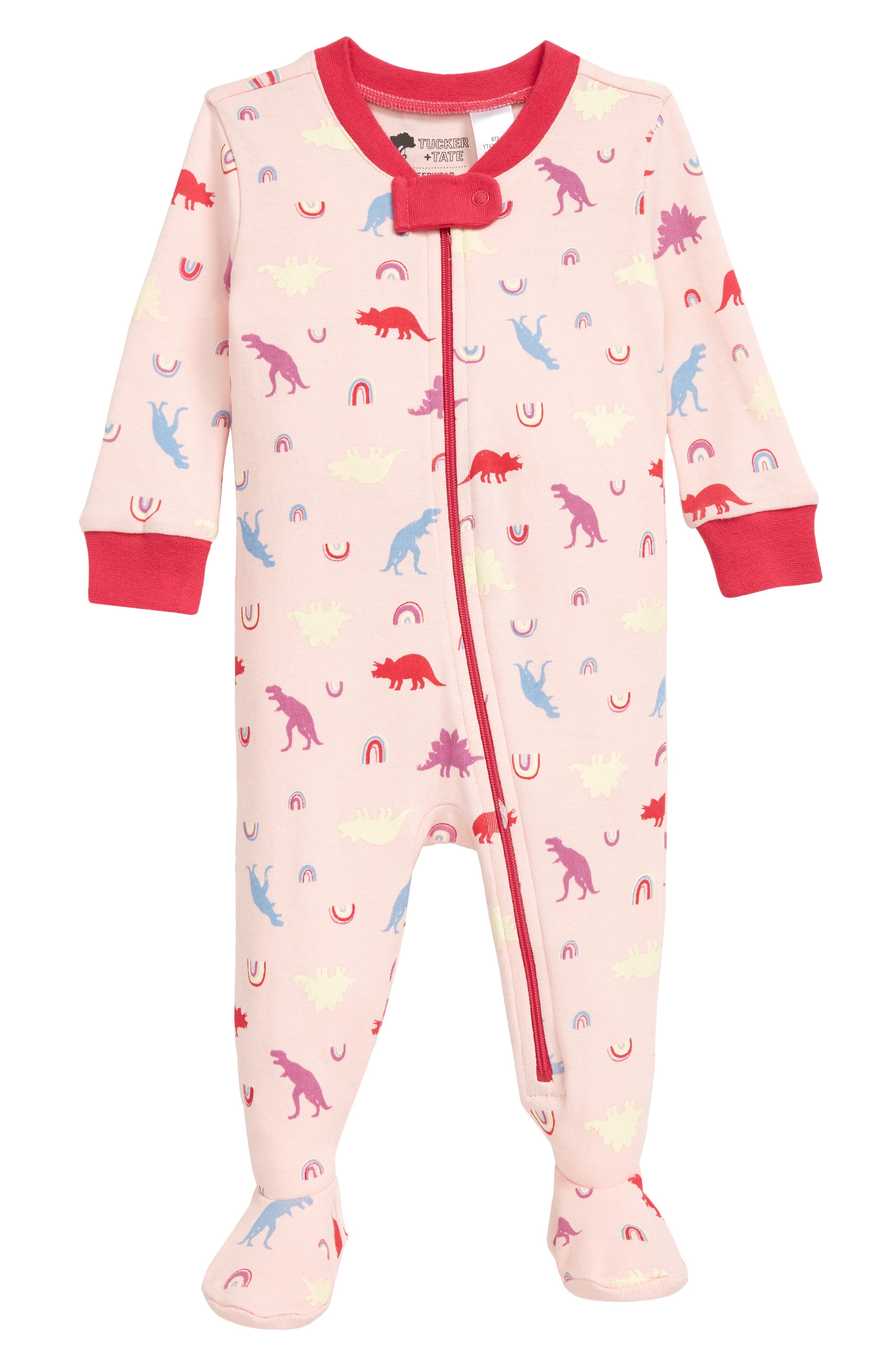 Nordstrom Baby Clothing Loungewear Pajamas Starflower Ruffle Fitted One-Piece Footie Pajamas & Head Wrap Set in Pink at Nordstrom 
