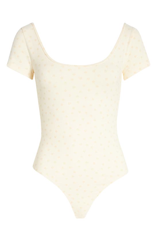Shop Bp. Scoop Neck Short Sleeve Bodysuit In Ivory- Beige Mini Flora