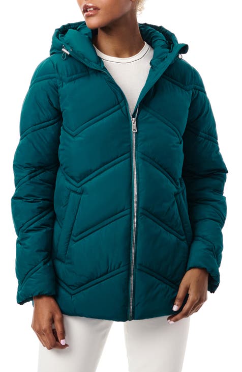 Hooded Chevron Quilted Jacket