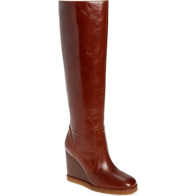 Jeffrey Campbell Melongena Knee High Wedge Boot- Brown