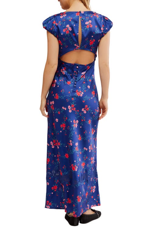 Shop Free People Butterfly Babe Polka Dot Cutout Maxi Dress In Navy Combo