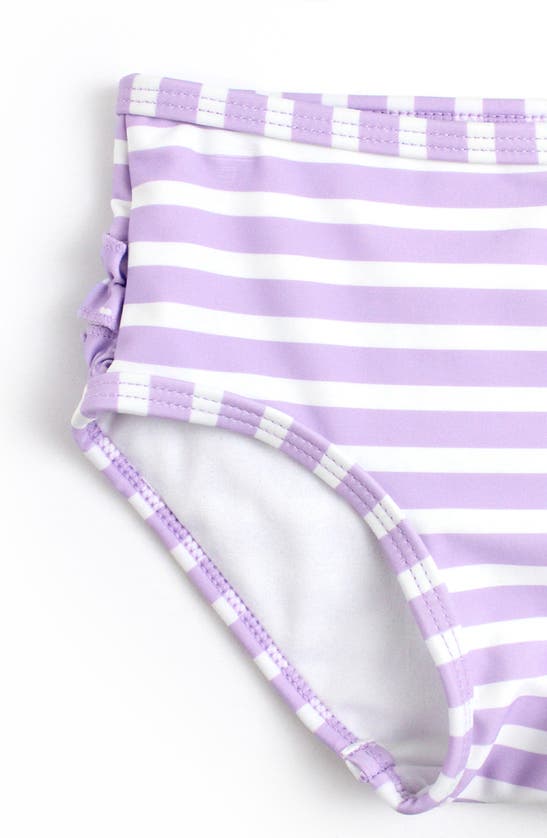 Shop Rufflebutts Heart Long Sleeve Two-piece Rashguard Swimsuit & Headband Set In Lavender