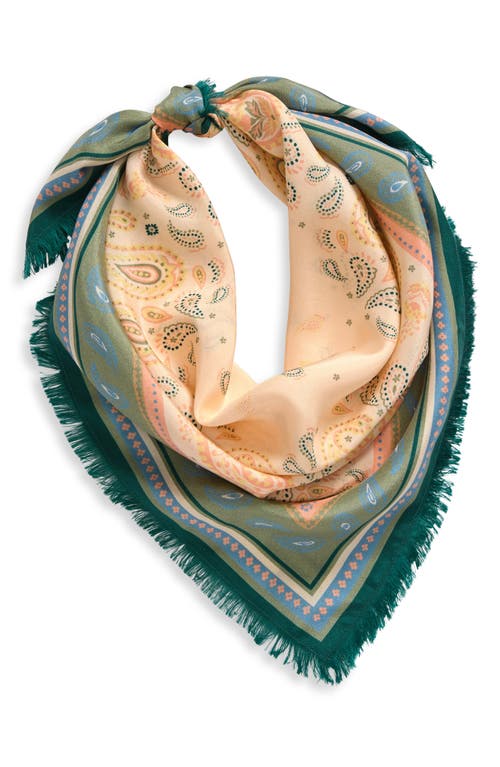 Shop Treasure & Bond Print Square Silk Scarf In Coral Paisley Bandana