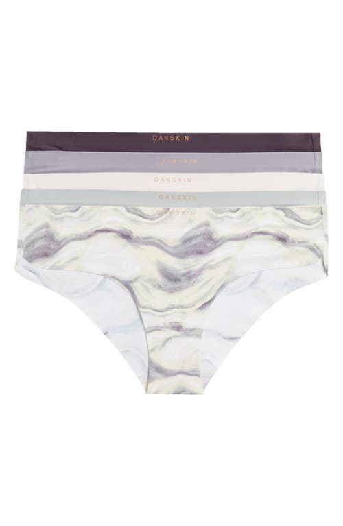 Shop Danskin 5-pack Dolphin Hem Hipster Panties In Brown/lilac/ivory