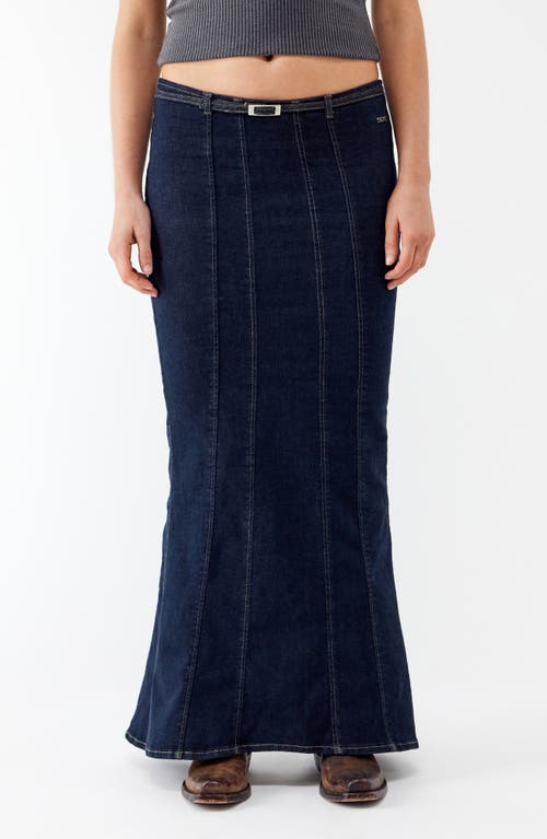 Shop Bdg Urban Outfitters Tobi Belted Denim Maxi Skirt In Rinse Denim