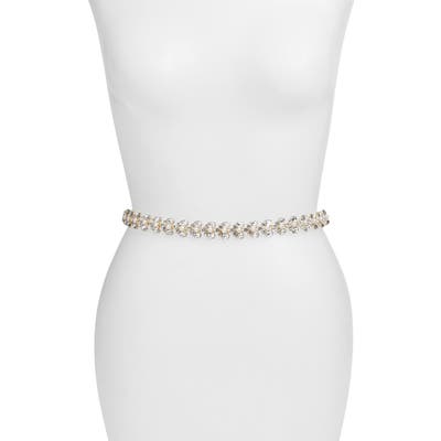 Kate Spade New York Crystal & Imitation Pearl Belt, Cream/ Crystal/ Gold