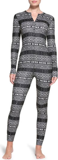 SKIMS Plush Pointelle Henley Pajama Jumpsuit