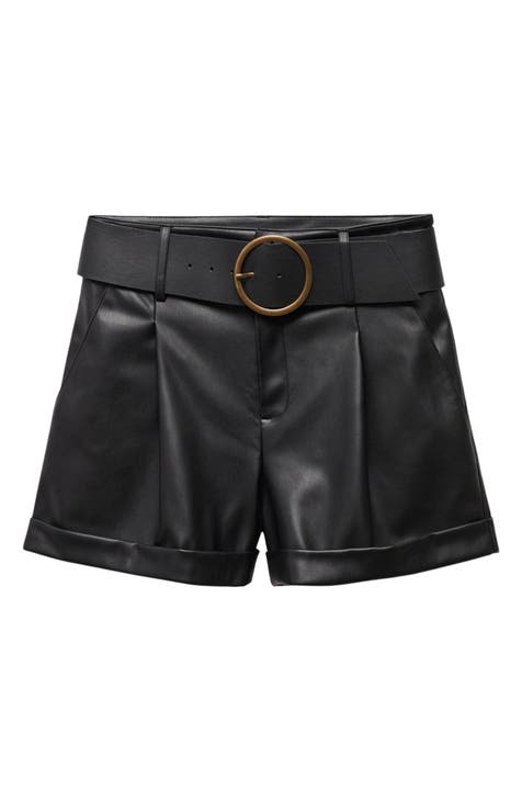 Faux Leather Shorts - Black - Ladies