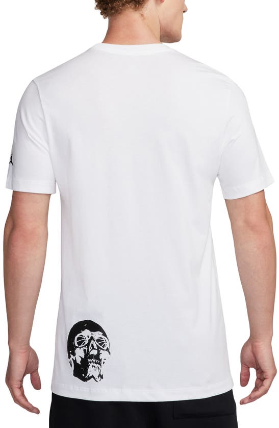 Shop Jordan Flight Skull Graphic T-shirt In White/ Industrial Blue/ Black