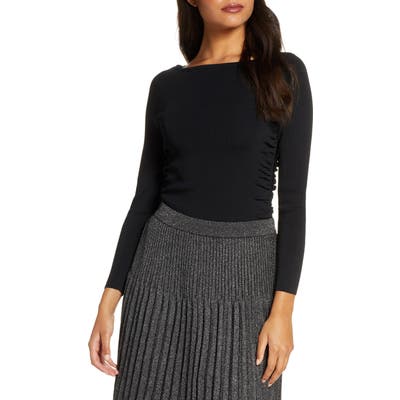 Eliza J Long Sleeve Rib Sweater, Black