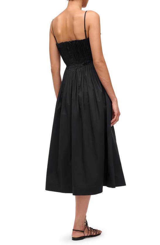 Shop Staud Bella Pleated Bodice Midi Fit & Flare Dress In Black
