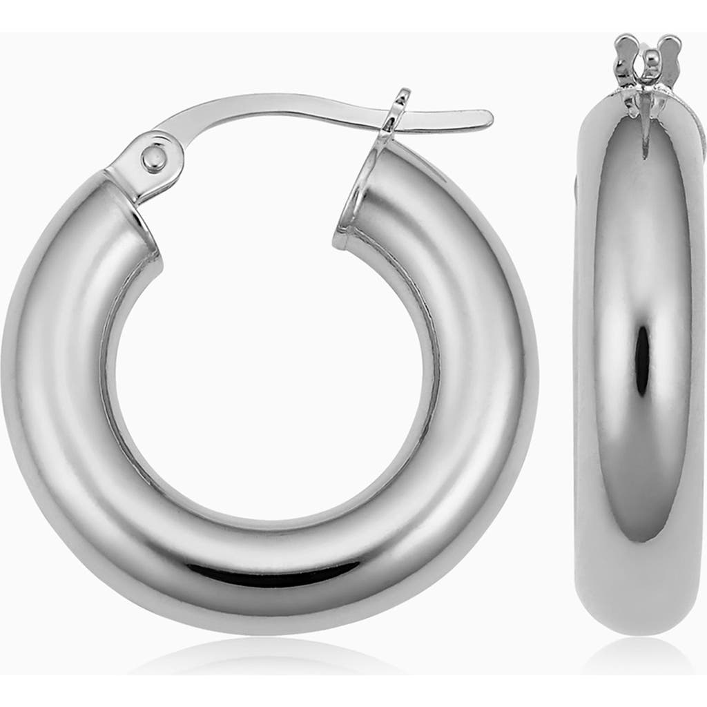 Oradina 14k White Solid Gold Everything Bold Hoops In White Gold