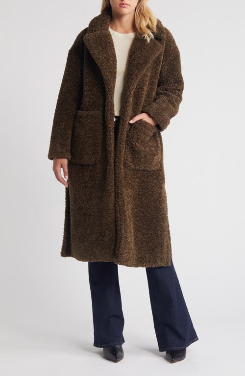 Shop Bcbg Faux Shearling Teddy Coat In Moss