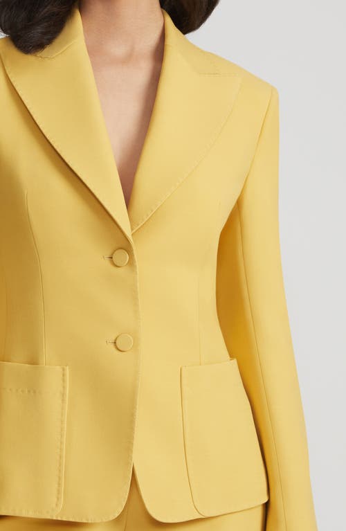 Shop Lafayette 148 New York Peaked Lapel Wool & Silk Crepe Jacket In Canary Yellow