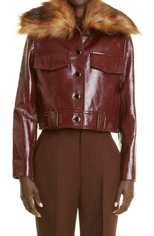 Khaite Women's Blanca Faux Shearling Collar Leather Jacket in Bordeaux