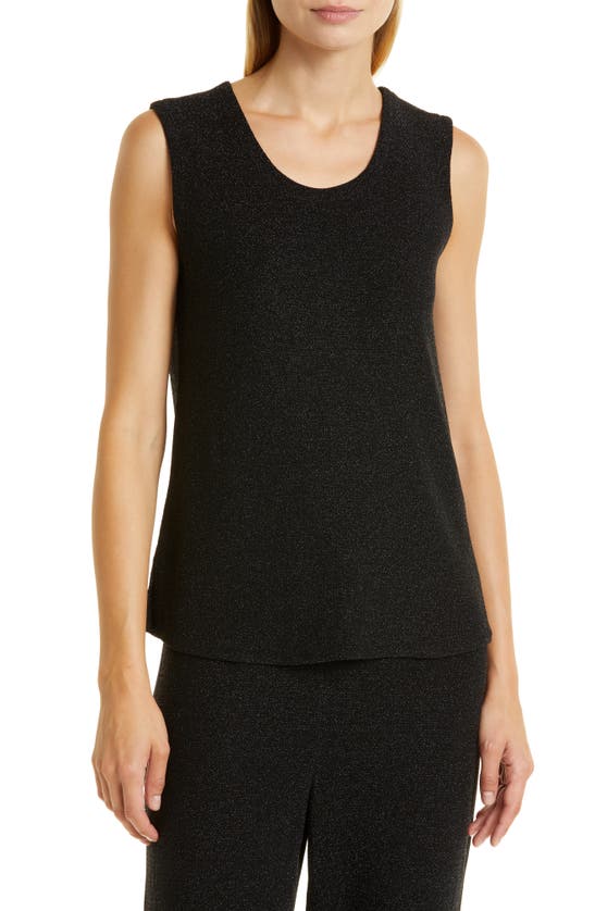 Misook Sparkle Knit Scoop Neck Tank Top In Black