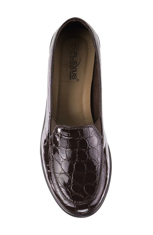 Flexus By Spring Step Biddey Wedge Loafer In Dark Brown Croco