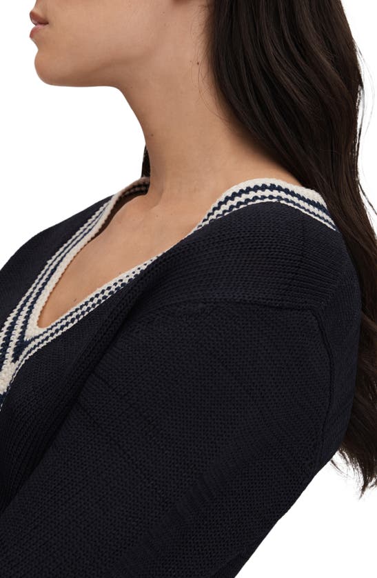 Shop Reiss Tammy Crochet Trim Sweater In Navy/ White