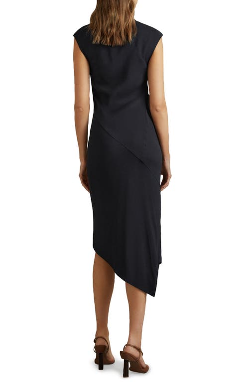 Shop Reiss Francesca Pleated Midi Dress In Navy