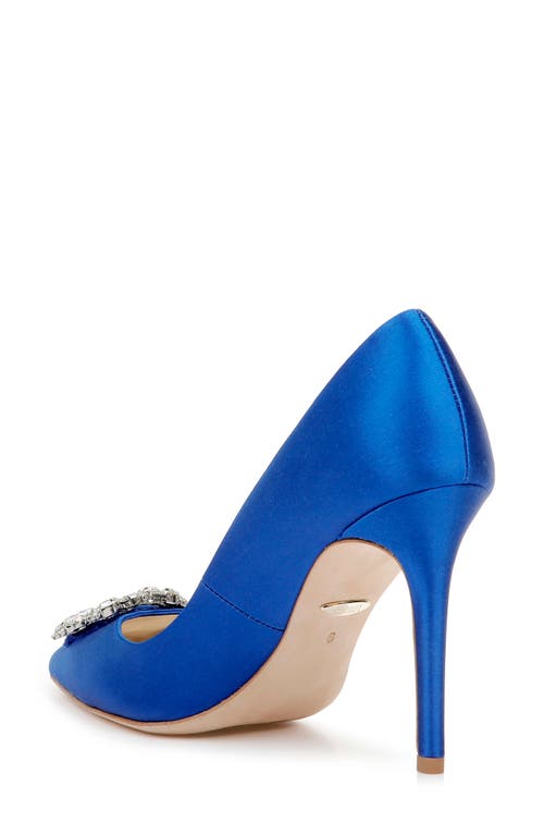 Shop Badgley Mischka Bridal  Collection Cher Crystal Embellished Pump In Electric Blue Satin