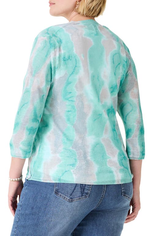 Shop Nic + Zoe Nic+zoe Watercolor Waves Cardigan In Aqua Multi