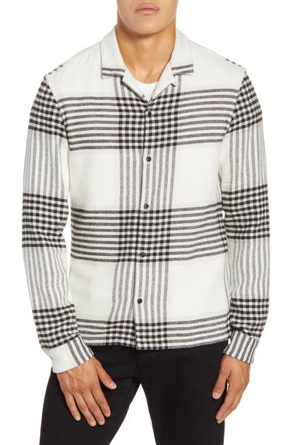 Click to view more detailed imagery on our partner's website Allsaints Modello Slim Fit Plaid Button-up Sport Shirt In Ecru White