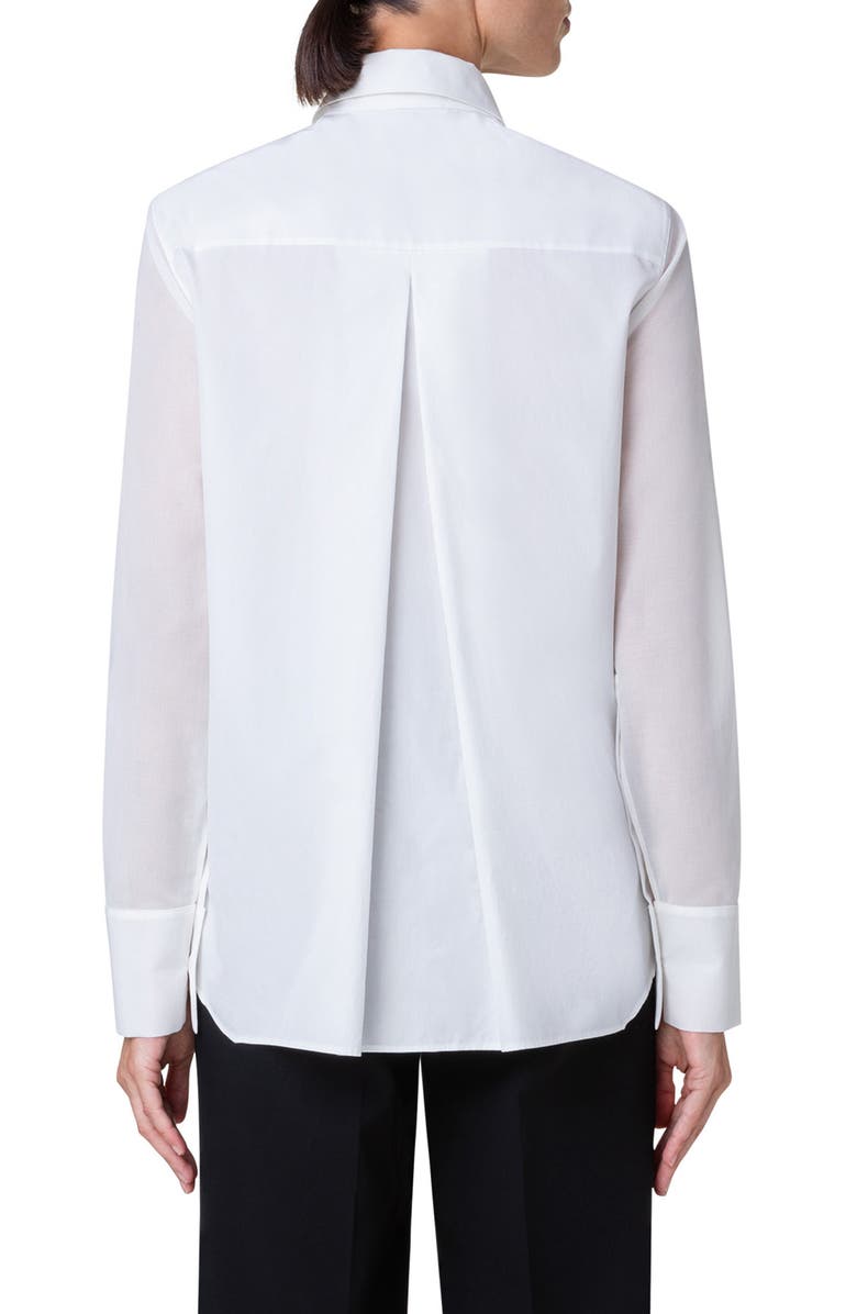 Akris Scalloped Netting Cotton Poplin Shirt | Nordstrom