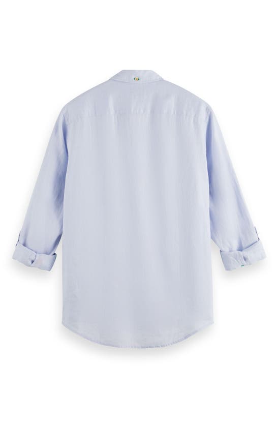 Shop Scotch & Soda Linen Button-up Shirt In Shirt Blue