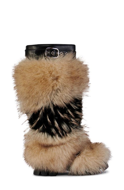 Azalea Wang Anisa Faux Fur Knee High Boot In Brown