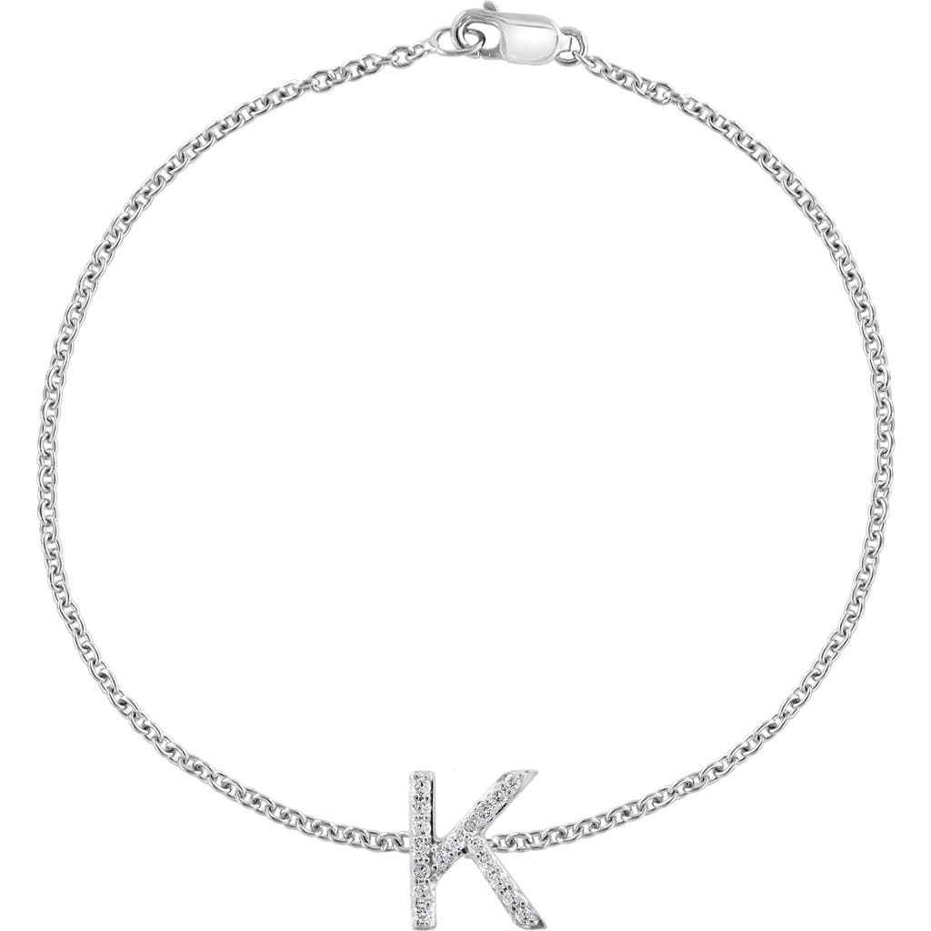 Effy Sterling Silver Diamond Initial Bracelet In Silver/k