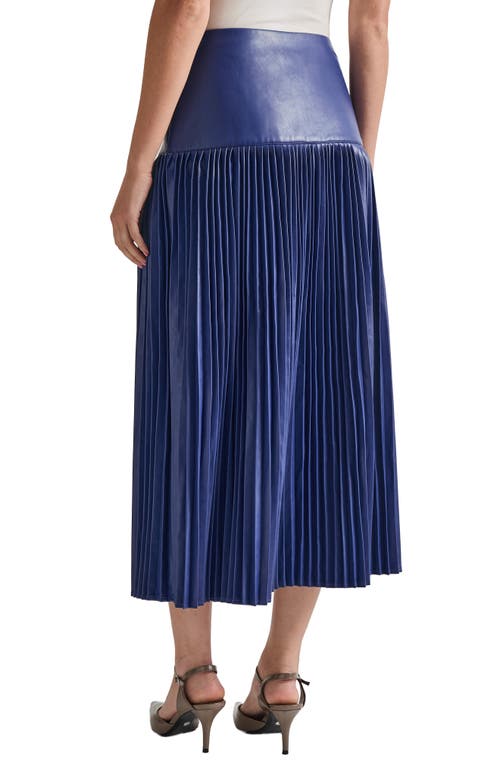 Shop Misook Faux Leather Accordion Pleat Maxi Skirt In Starry Night Blue