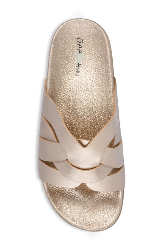 Gaahuu Crisscross Strap Slide Sandal In Gold