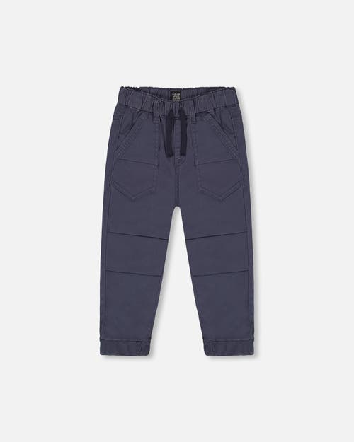 Shop Deux Par Deux Boy's Stretch Twill Pleated Knee Jogger Pants Dark Grey In Folkstone Grey