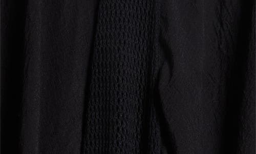 Elan Open Stitch Detail Cover-up Caftan Dress In Black
