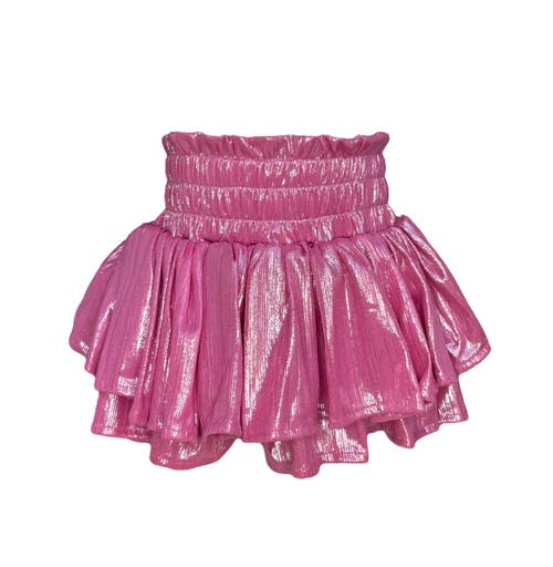 Lola + The Boys Metallic Skort In Metallic Pink