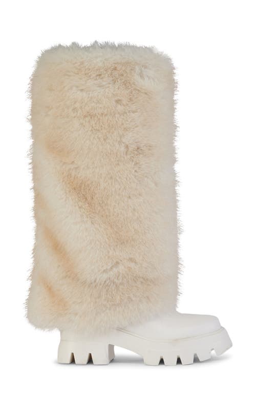 Shop Azalea Wang Ahsoka Faux Shearling Lug Sole Boot In White