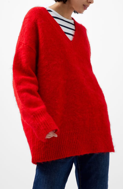 Shop French Connection Oversize V-neck Sweater In Red