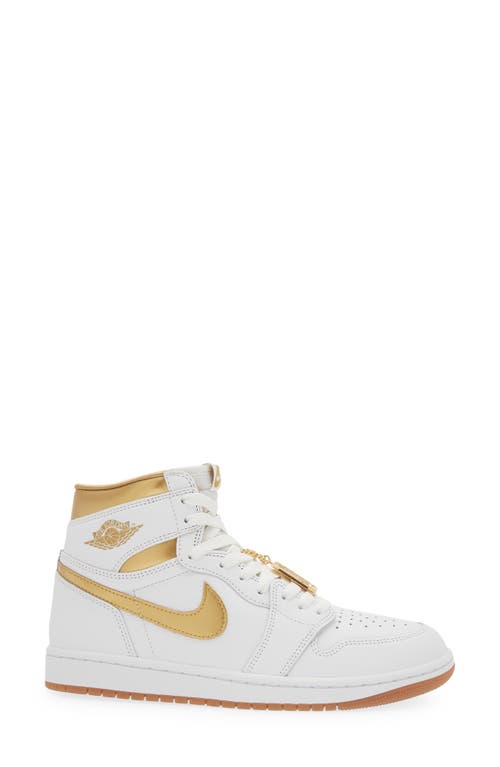Jordan Air  1 Retro High Og Sneaker In White/gold Gum Light Brown