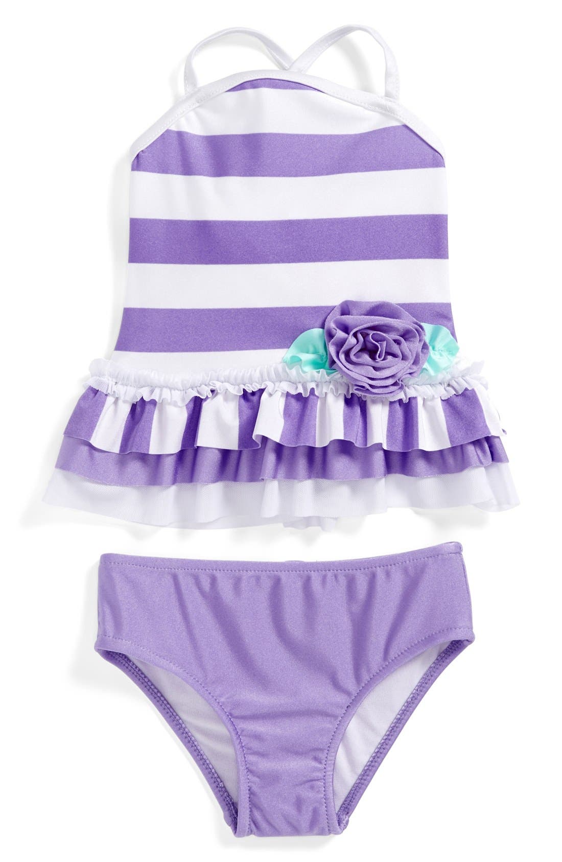 Love U Lots 'Lavender Stripe' TwoPiece Swimsuit (Toddler