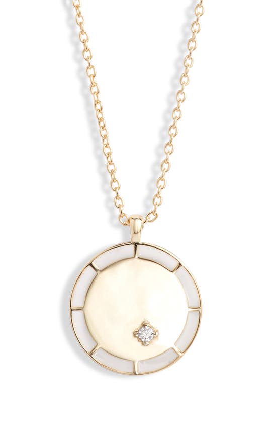 Argento Vivo Enamel Medallion Pendant Necklace In Gold/ White