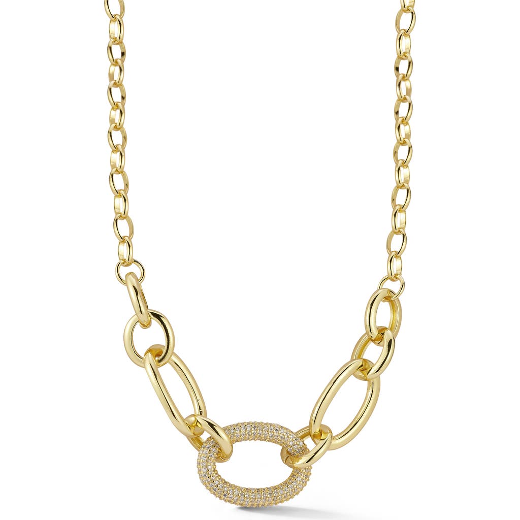 Chloe & Madison Chloe And Madison Cubic Zirconia Bold Link Necklace In Gold