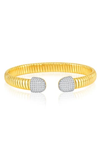 Shop Simona Pavé Cubic Zirconia Bangle Bracelet In Two-tone